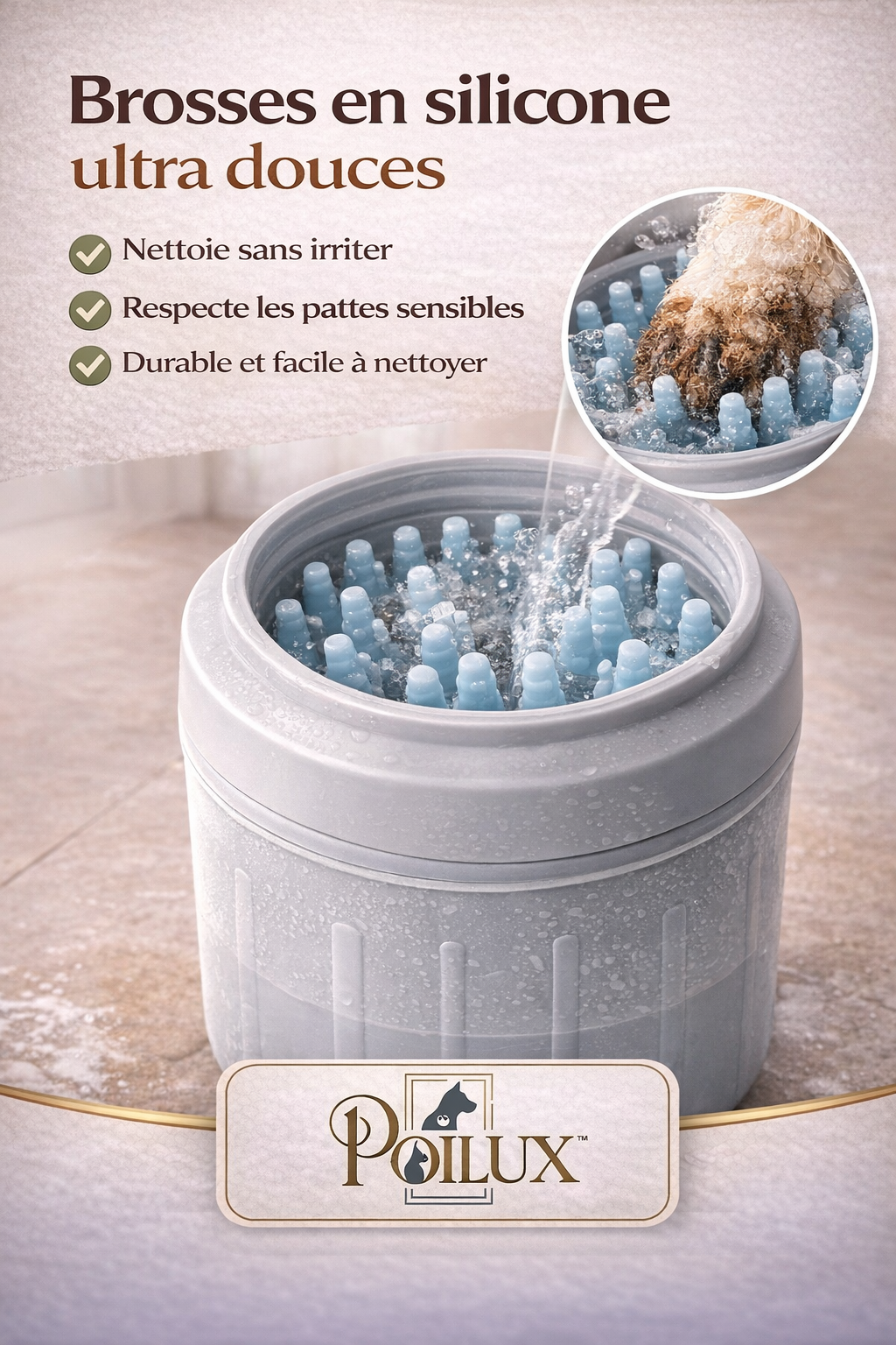 Nettoyeur De Pattes Portable Chiens & Chats - Poilux